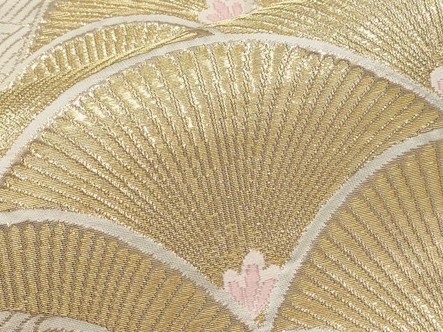 平和屋本店▼六通柄袋帯　松葉青海波　純金箔　24K　正絹　逸品　CABL1481tx