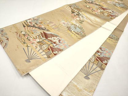 平和屋本店▼六通柄袋帯　珀穎　九百本金錦　正絹　逸品　CABL1482tx