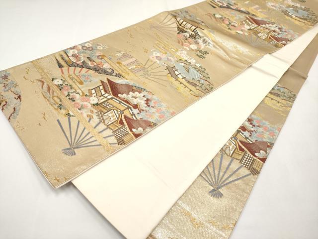 平和屋本店▼六通柄袋帯　珀穎　九百本金錦　正絹　逸品　CABL1482tx