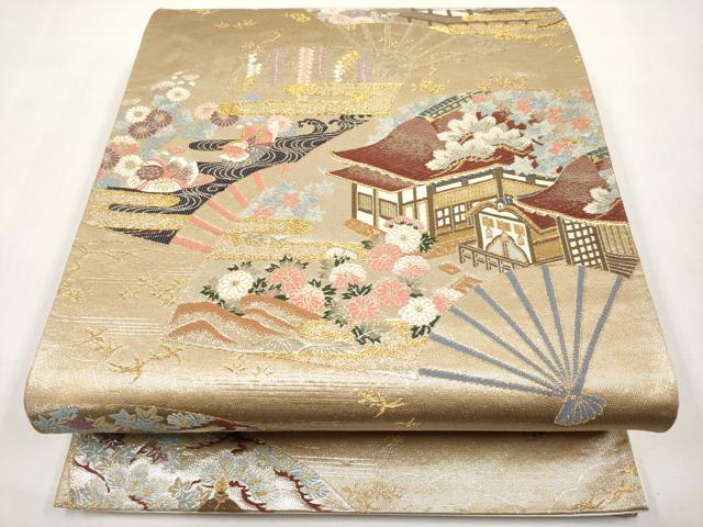 平和屋本店▼六通柄袋帯　珀穎　九百本金錦　正絹　逸品　CABL1482tx