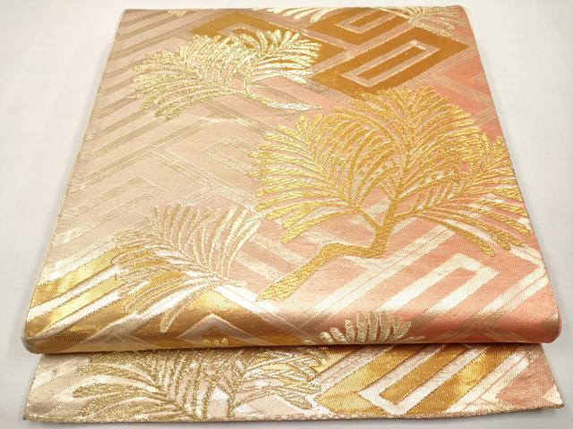 平和屋本店▼六通柄袋帯　本金箔若松　正絹　逸品　CABL1489tx