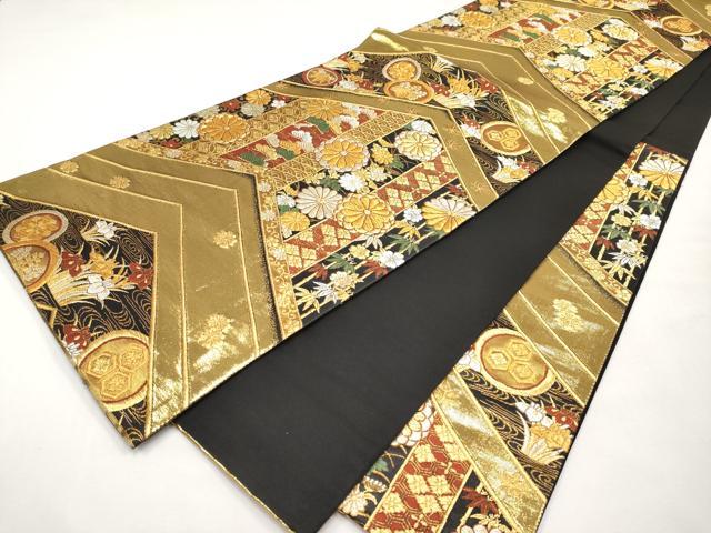 平和屋本店▼六通柄袋帯　唐織　能衣彩菊文　本金箔　正絹　逸品　CABL1490tx