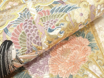 平和屋本店▼六通柄袋帯　唐織　姫几帳の調　本金箔　正絹　逸品　CABL1491tx