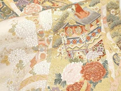 平和屋本店▼六通柄袋帯　唐織　桃山几帳の華　本金箔　正絹　逸品　CABL1492tx