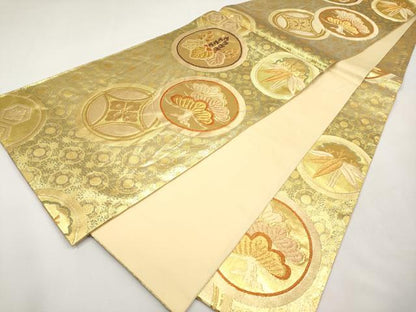 平和屋本店▼六通柄袋帯　花丸文　艶飾箔　本金箔　鈴乃屋扱い　正絹　逸品　CABL1498tx