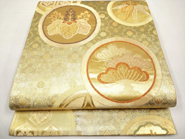 平和屋本店▼六通柄袋帯　花丸文　艶飾箔　本金箔　鈴乃屋扱い　正絹　逸品　CABL1498tx