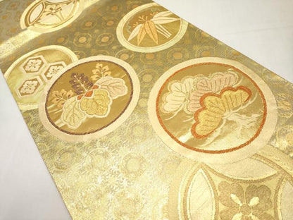平和屋本店▼六通柄袋帯　花丸文　艶飾箔　本金箔　鈴乃屋扱い　正絹　逸品　CABL1498tx