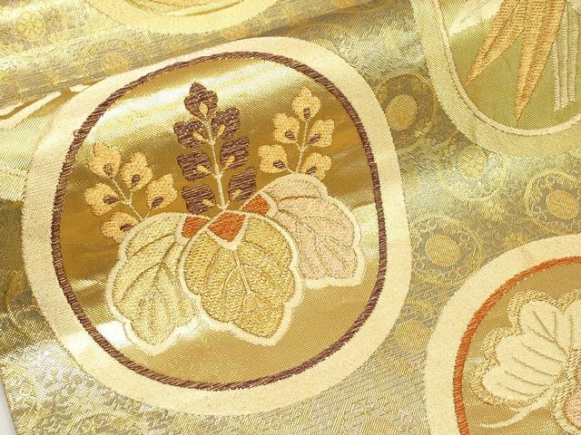 平和屋本店▼六通柄袋帯　花丸文　艶飾箔　本金箔　鈴乃屋扱い　正絹　逸品　CABL1498tx