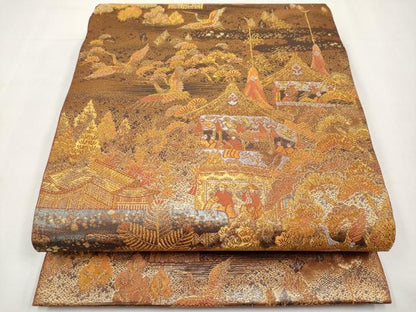 平和屋本店▼六通柄袋帯　祇園祭　古代はく　本金箔二重　正絹　逸品　未使用　CABL1501tx