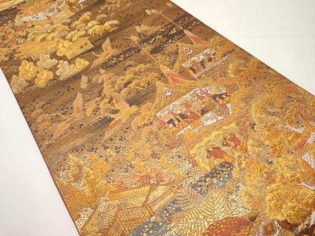 平和屋本店▼六通柄袋帯　祇園祭　古代はく　本金箔二重　正絹　逸品　未使用　CABL1501tx