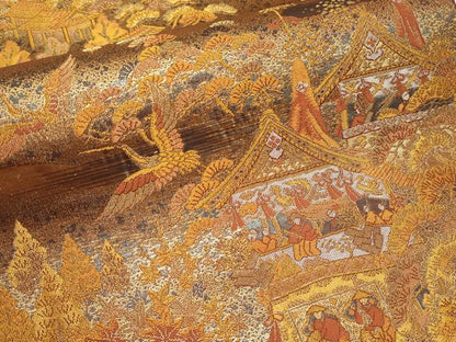 平和屋本店▼六通柄袋帯　祇園祭　古代はく　本金箔二重　正絹　逸品　未使用　CABL1501tx