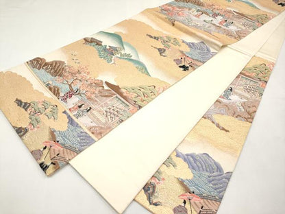 平和屋本店▼六通柄袋帯　九百錦　花鳥華飛鶴　本金二重箔　正絹　逸品　CABL1505tx