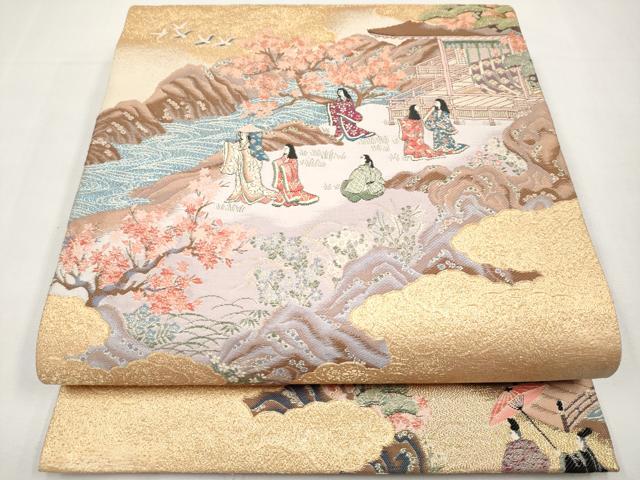 平和屋本店▼六通柄袋帯　九百錦　花鳥華飛鶴　本金二重箔　正絹　逸品　CABL1505tx
