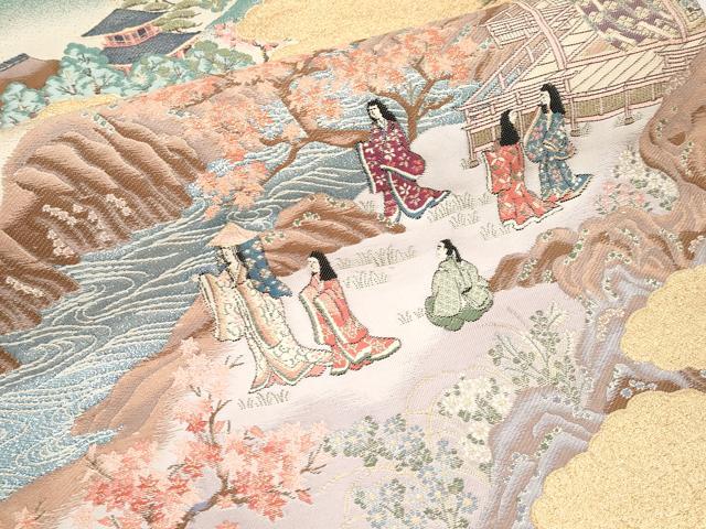 平和屋本店▼六通柄袋帯　九百錦　花鳥華飛鶴　本金二重箔　正絹　逸品　CABL1505tx