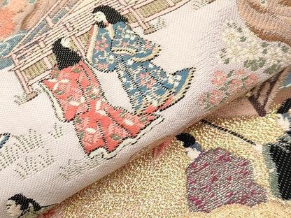 平和屋本店▼六通柄袋帯　九百錦　花鳥華飛鶴　本金二重箔　正絹　逸品　CABL1505tx