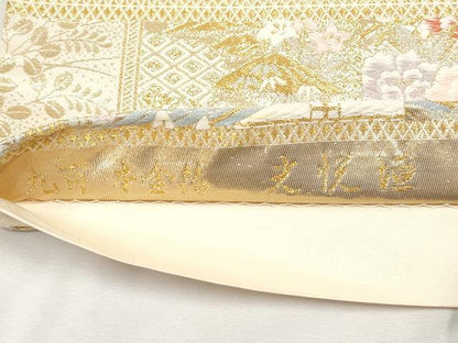 平和屋本店▼六通柄袋帯　唐織　光悦垣　九百　本金箔　正絹　逸品　CABL1506tx