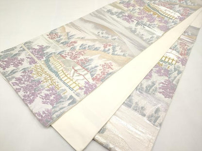 平和屋本店▼六通柄袋帯　清水寺　本金二重箔　正絹　逸品　CABL1510tx