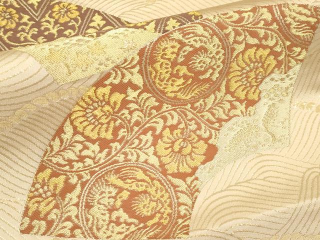 平和屋本店▼六通柄袋帯　地紙更紗唐草文　本金箔　正絹　逸品　CABL1512tx