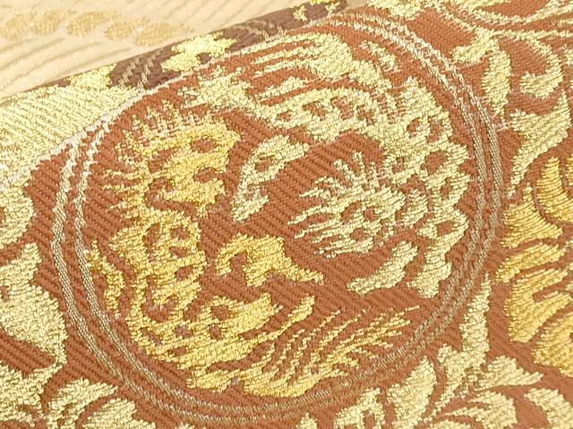 平和屋本店▼六通柄袋帯　地紙更紗唐草文　本金箔　正絹　逸品　CABL1512tx