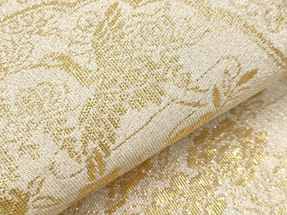 平和屋本店▼六通柄袋帯　つづれ　花鳥菱天井文　弐拾四金箔　正絹　逸品　CABL1513tx