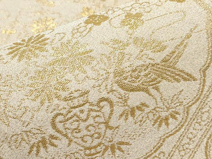 平和屋本店▼六通柄袋帯　つづれ　花鳥菱天井文　弐拾四金箔　正絹　逸品　CABL1513tx