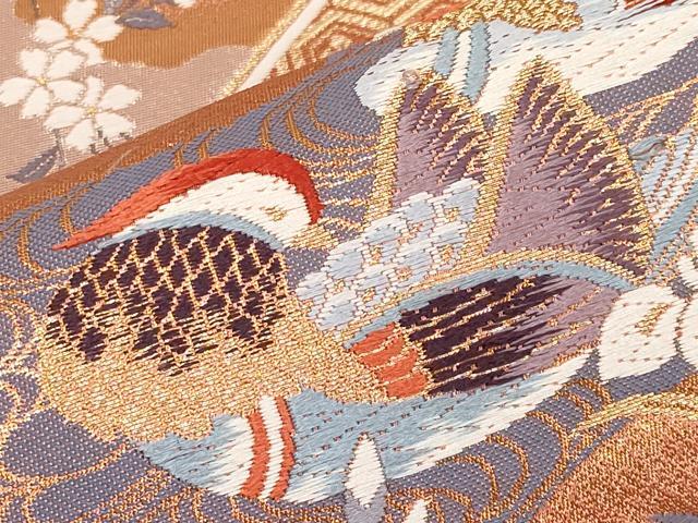 平和屋本店▼六通柄袋帯　唐織　秀鳳　純金箔24K　正絹　逸品　CABL1522tx
