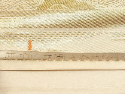 平和屋本店▼六通柄袋帯　平安の庭園本金箔24K　正絹　逸品　CABL1528tx