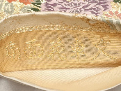平和屋本店▼六通柄袋帯　唐織　扇面花車文　九百本金弐重織　正絹　逸品　CABL1529tx