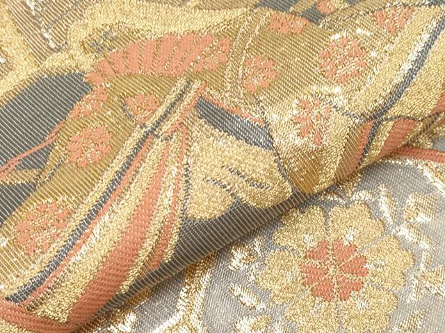 平和屋本店▼六通柄袋帯　平安人物風景文　純金24K本金箔二重織　正絹　逸品　CABL1530tx