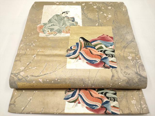 平和屋本店▼六通柄袋帯　唐織　歌人色紙　純金箔　正絹　逸品　CABL1531tx