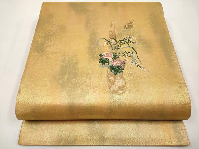 平和屋本店▼太鼓柄袋帯　飾花文　本金箔　正絹　逸品　CABL1533tx
