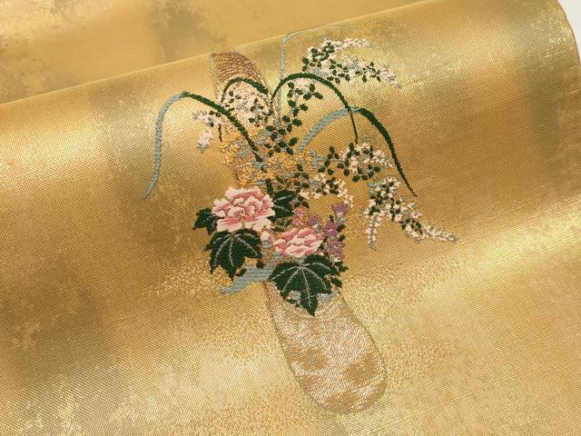平和屋本店▼太鼓柄袋帯　飾花文　本金箔　正絹　逸品　CABL1533tx