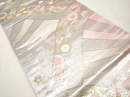 平和屋本店▼両面　全通柄袋帯　宝尽くし花文　純金箔全通　正絹　逸品　CABL1536tx