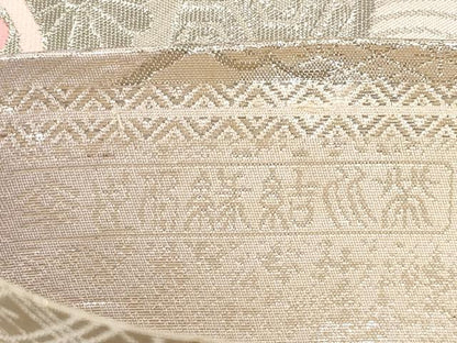 平和屋本店▼両面　全通柄袋帯　宝尽くし花文　純金箔全通　正絹　逸品　CABL1536tx