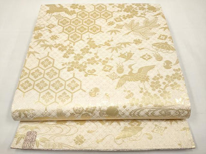 平和屋本店▼両面　全通柄袋帯　宝尽くし花文　純金箔全通　正絹　逸品　CABL1536tx