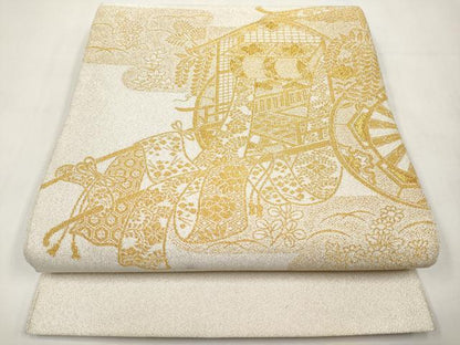 平和屋本店▼太鼓柄袋帯　つづれ　御所車文　本金糸24K　正絹　逸品　CABL1539tx