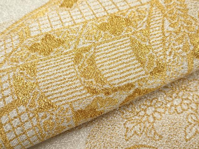 平和屋本店▼太鼓柄袋帯　つづれ　御所車文　本金糸24K　正絹　逸品　CABL1539tx