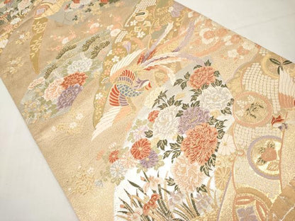 平和屋本店▼六通柄袋帯　唐織　秀鳳錦　本金二重箔　正絹　逸品　CABL1541tx