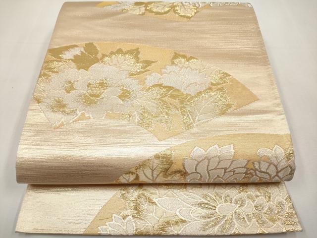 平和屋本店▼六通柄袋帯　地紙草花文　純金二重箔　正絹　逸品　CABL1543tx