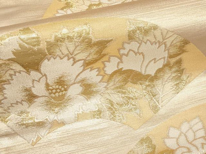 平和屋本店▼六通柄袋帯　地紙草花文　純金二重箔　正絹　逸品　CABL1543tx