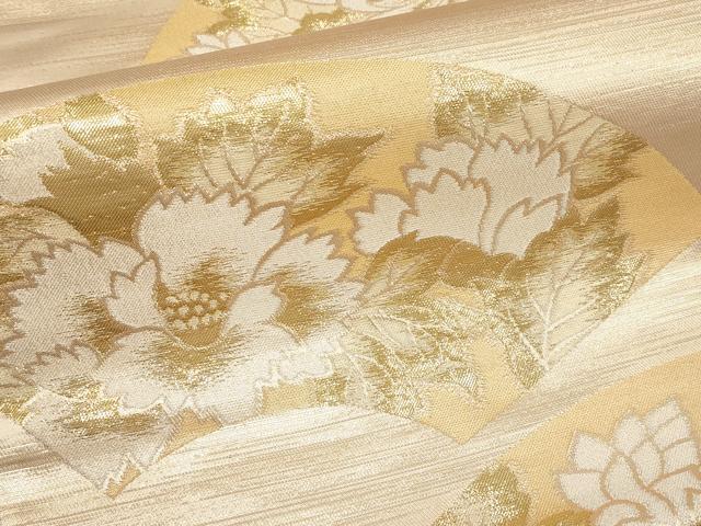 平和屋本店▼六通柄袋帯　地紙草花文　純金二重箔　正絹　逸品　CABL1543tx