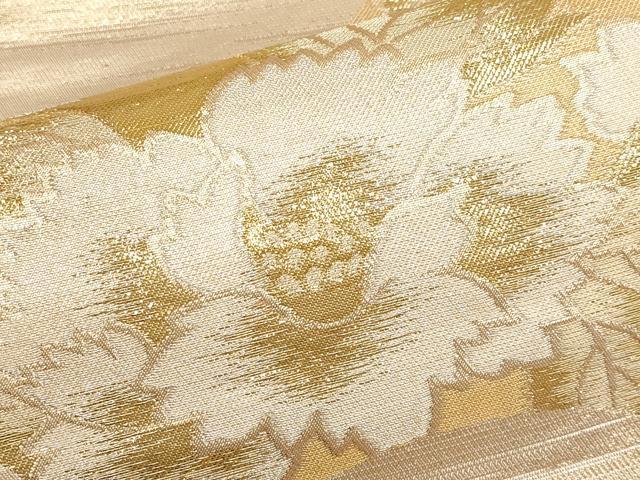 平和屋本店▼六通柄袋帯　地紙草花文　純金二重箔　正絹　逸品　CABL1543tx