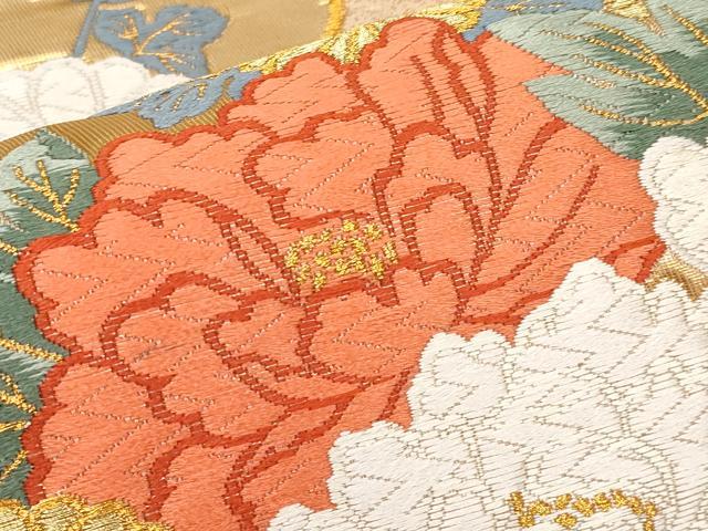 平和屋本店▼六通柄袋帯　唐織　飛鶴花車文　本金箔　正絹　逸品　CABL1550tx