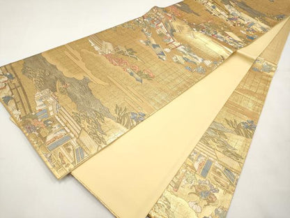 平和屋本店▼六通柄袋帯　舟木家　本金箔　正絹　逸品　CABL1554tx