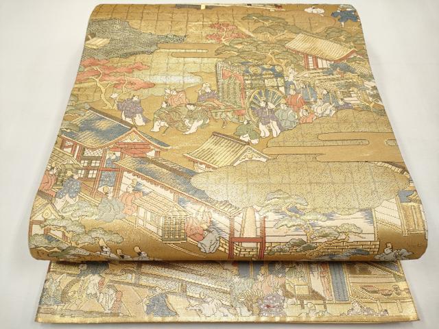 平和屋本店▼六通柄袋帯　舟木家　本金箔　正絹　逸品　CABL1554tx