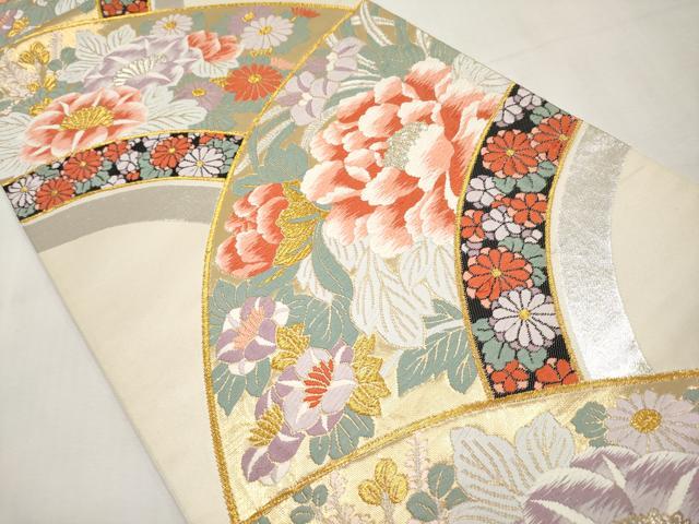 平和屋本店▼六通柄袋帯　唐織　能衣花鳥文　弐拾四金箔　正絹　逸品　CABL1557tx