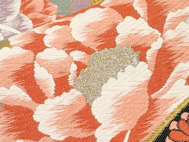 平和屋本店▼六通柄袋帯　唐織　能衣花鳥文　弐拾四金箔　正絹　逸品　CABL1557tx