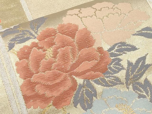 平和屋本店▼六通柄袋帯　霞屏風枝花文　本金箔　正絹　逸品　CABL1560tx