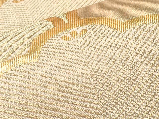 平和屋本店▼六通柄袋帯　松葉青海波　純金箔　正絹　逸品　CABL1561tx