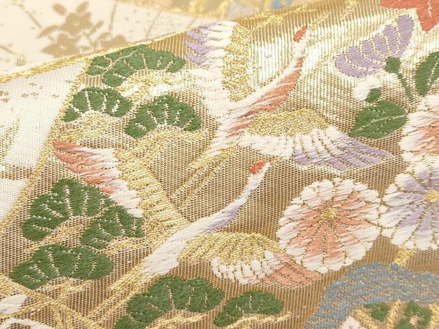 平和屋本店▼六通柄袋帯　唐織　等麻絵巻文　九百　本金箔　正絹　逸品　CABL1566tx